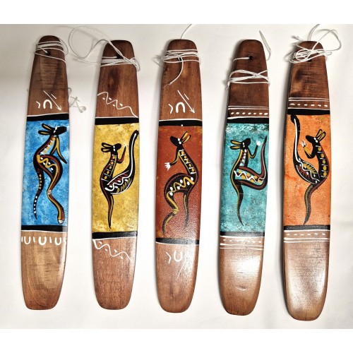 Aboriginal Bullroarer, 5 different colours. Authentically Australian made using traditional design Aboriginal Bullroarer, 5 different colours. Authentically Australian made using traditional design
