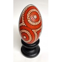 Painted emu egg with a Aboriginal dot art design. EG-702 Painted emu egg with a Aboriginal dot art design. EG-702