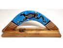 Engraved display boomerang on a stand CONTEMPORARY ART
