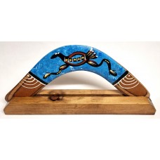 Small boomerang + display stand, Aboriginal contemporary art. Various colors, ideal corporate & event gift. Small boomerang + display stand, Aboriginal contemporary art. Various colors, ideal corporate & event gift.