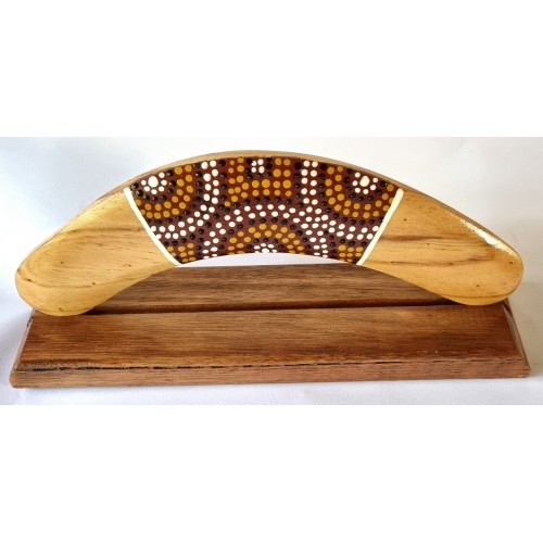 Display boomerang + display stand. Aboriginal Dot Art, ideal corporate & event gift  Display boomerang + display stand. Aboriginal Dot Art, ideal corporate & event gift