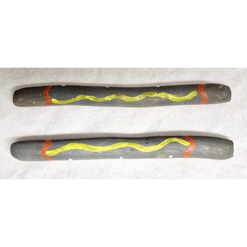 Vintage Aboriginal clap sticks. From the Kimberley area West Australia. Sound is light and heavy. CS-FV-105 Vintage Aboriginal clap sticks. From the Kimberley area West Australia. Sound is light and heavy. CS-FV-105