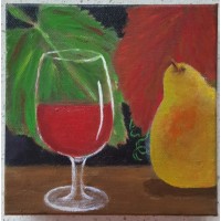 Di Joyner Wine Glass and Fruit Stretched Canvas