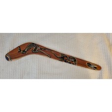 Mel boomerang - hand painted hunting boomerang - black wattle timber
